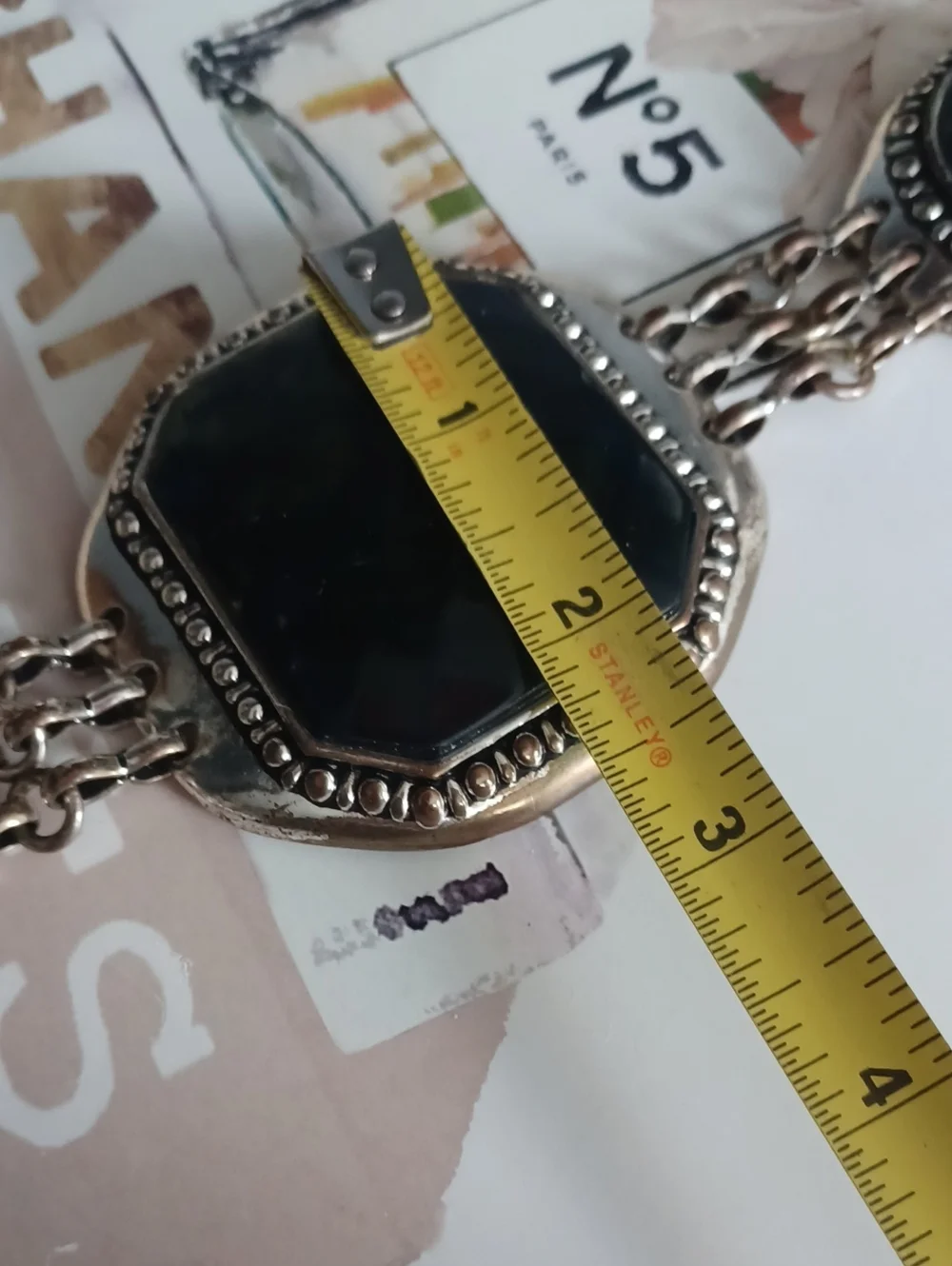 Chicos Leather Belt With Large Green Stones